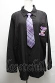 画像1: NieR Clothing / ちゃむちゃむカラーネクタイ付きシャツ  黒ｘ紫 S-25-03-25-055-PU-BL-HR-ZS (1)