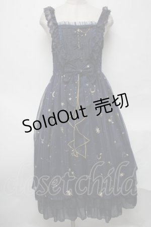 画像: 中国ロリータ / 星座刺繍ワンピース  紺 S-25-03-25-071-LO-OP-HR-ZS