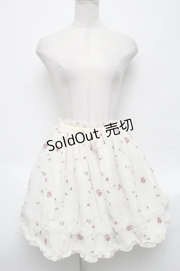 画像1: axes femme /薔薇刺繍チュールレイヤードスカート  オフ S-25-03-25-074-AX-SK-AS-ZS (1)