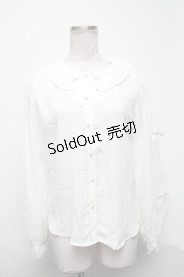 画像1: axes femme kawaii / ドットチュールブラウス  白 S-25-03-25-013-AX-BL-HR-ZS (1)
