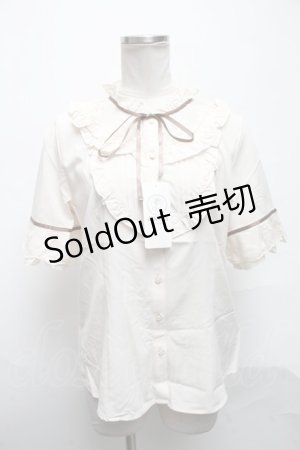 画像: axes femme / 透けレースとろみ半袖ブラウス  キナリ S-25-03-25-016-AX-BL-HR-ZS
