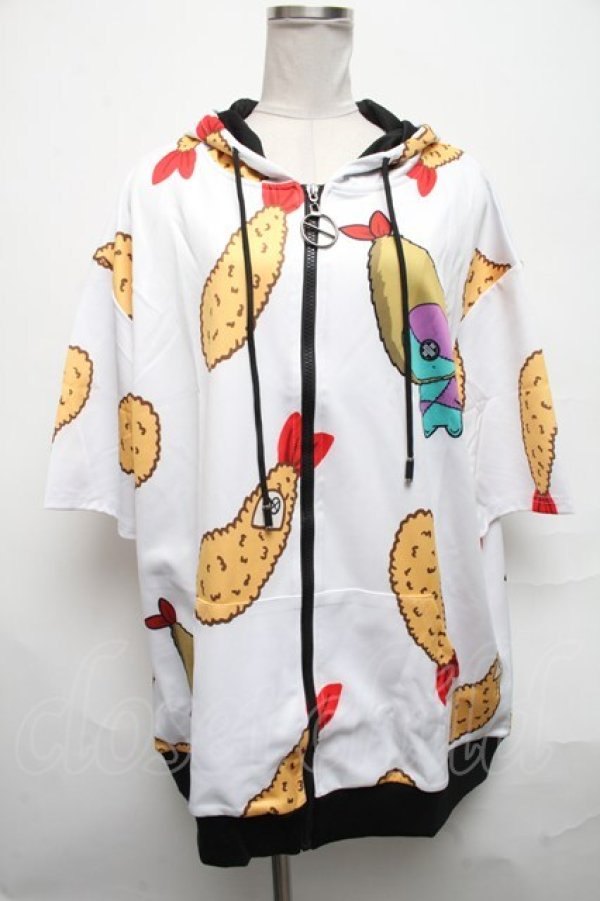画像1: NieR Clothing / エビフライONEくんパーカー  白 S-25-03-25-020-PU-TO-HR-ZT319 (1)