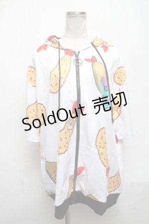 画像: NieR Clothing / エビフライONEくんパーカー  白 S-25-03-25-021-PU-TO-HR-ZT311