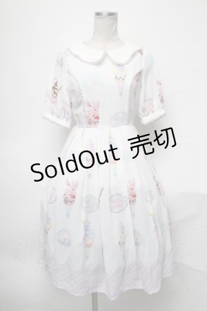 画像: axes femme kawaii / アイス柄半袖ワンピース  白 S-25-03-28-054-AX-OP-AS-ZS