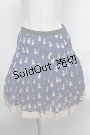 画像: 【SALE】Jane Marple Dans Le Salon / ネコ柄プリーツスカート  紺 S-25-03-28-078-JM-SK-AS-ZT408