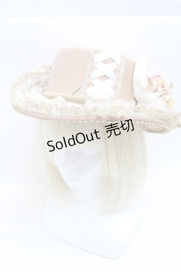 画像1: 危機裸裸商店 / 編み上げと薔薇のアンティークデコレーションHAT  ベージュ S-25-03-31-001-GO-AC-HR-ZS (1)