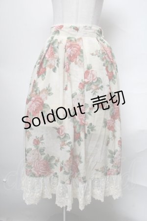 画像: axes femme / ラフィネローズ柄タックスカート  オフ S-25-03-31-077-AX-SK-AS-ZS