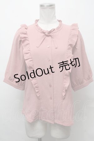 画像: Fi.n.t / フリル使い5分袖ブラウス  ピンク S-25-03-31-017-CA-BL-HR-ZS