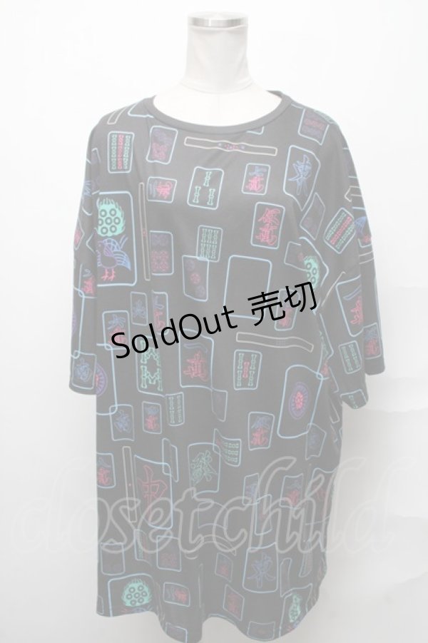 画像1: LISTEN FLAVOR / 麻雀フルグラフィックビッグTシャツ  黒 S-25-03-31-033-PU-TO-AS-ZS (1)