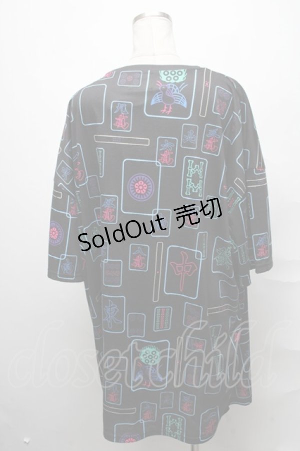 画像2: LISTEN FLAVOR / 麻雀フルグラフィックビッグTシャツ  黒 S-25-03-31-033-PU-TO-AS-ZS (2)