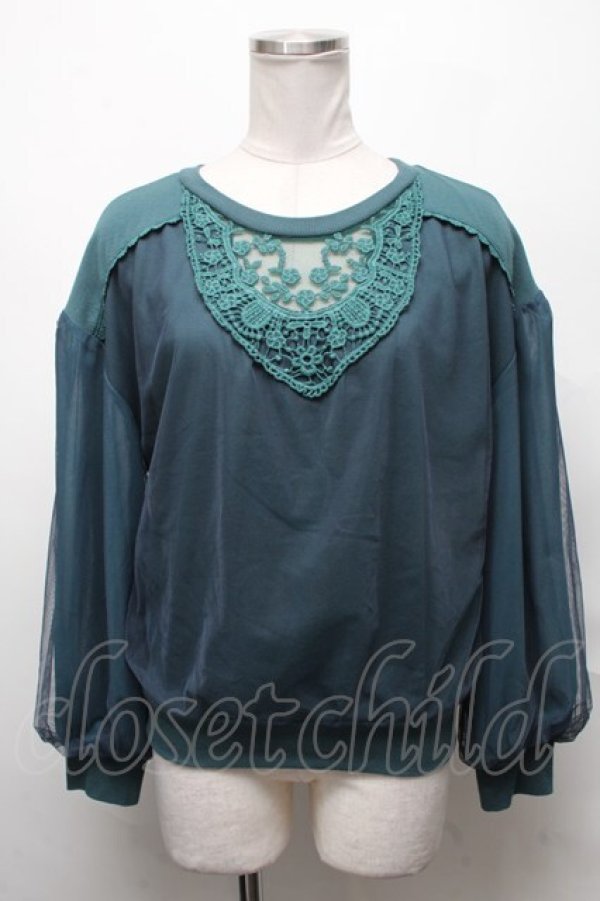 画像1: axes femme POETIQUE / チュールレイヤードトップス  グリーン S-25-03-31-038-AX-TO-HR-ZS (1)