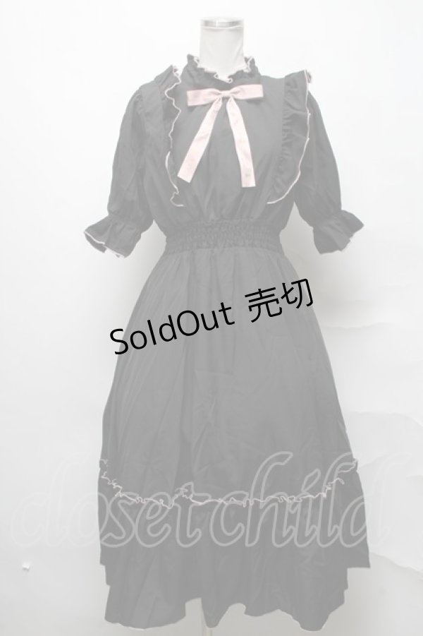 画像1: m petit by misako / NINA'SコラボAMハイショクメローワンピース  黒ｘピンク S-25-03-31-039-LO-OP-AS-ZS (1)