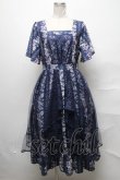 画像1: axes femme / 薔薇柄ラッフルチュールワンピース  紺 S-25-03-31-042-AX-OP-HR-ZS (1)
