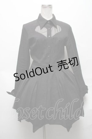 画像: DARK IN LOVE / Gothic sexy mesh heart pleated collar bow dress S 黒 S-25-04-01-055-PU-OP-HR-ZS