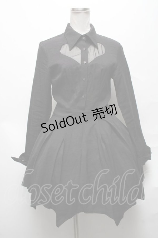 画像1: DARK IN LOVE / Gothic sexy mesh heart pleated collar bow dress S 黒 S-25-04-01-055-PU-OP-HR-ZS (1)