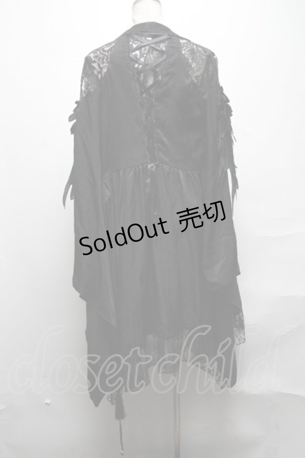 画像2: DARK IN LOVE / Gothic lace hollow shoulders kimono dress S 黒 S-25-04-01-057-PU-TO-HR-ZS (2)