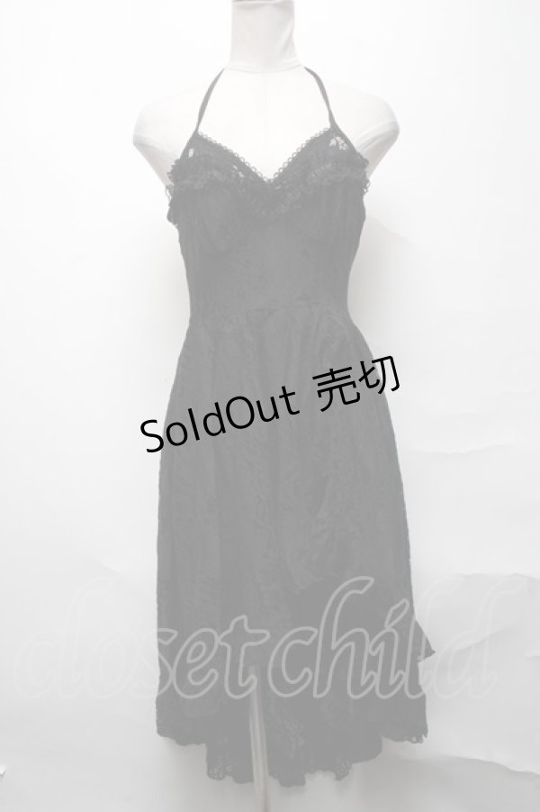 画像1: DARK IN LOVE / Gothic sexy ruffle low neckline dovetail lace dress S 黒 S-25-04-01-060-PU-TO-HR-ZS (1)