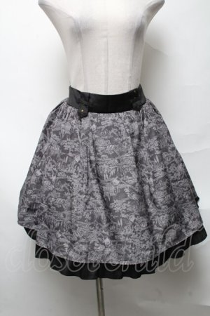 画像: axes femme / トラベル柄スカート  グレー S-25-04-01-077-AX-SK-AS-ZS