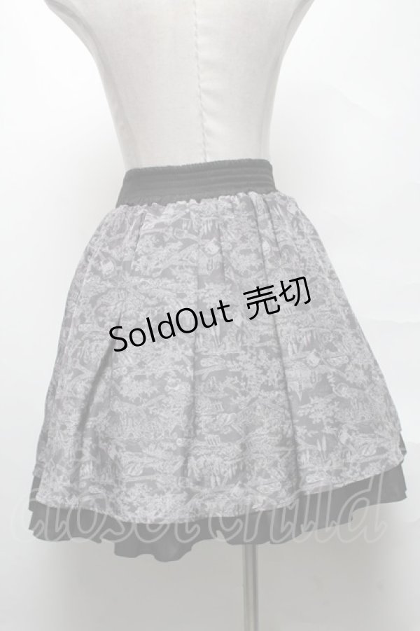 画像2: axes femme / トラベル柄スカート  グレー S-25-04-01-077-AX-SK-AS-ZT238 (2)