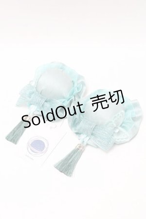 画像: Hoshibako Works / 藤花集中華風お団子クリップ式ヘッドドレス  ミント S-25-04-01-019-LO-AC-AS-ZS