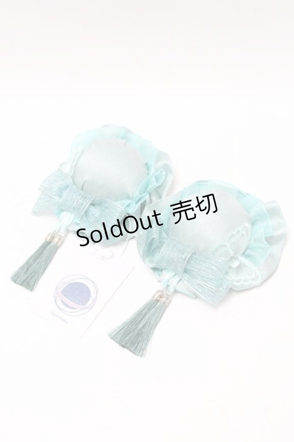 画像1: Hoshibako Works / 藤花集中華風お団子クリップ式ヘッドドレス  ミント S-25-04-01-019-LO-AC-AS-ZS (1)