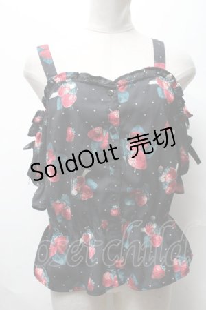 画像: Ank Rouge / いちごオフショルブラウス  黒ｘ赤 S-25-04-01-038-CA-TO-AS-ZS