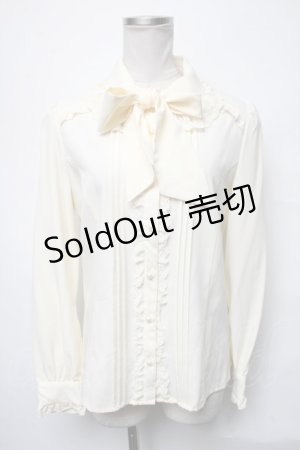 画像: Ank Rouge / リボンタイ付きパールボタン長袖ブラウス  キナリ S-25-04-03-052-CA-BL-HR-ZS