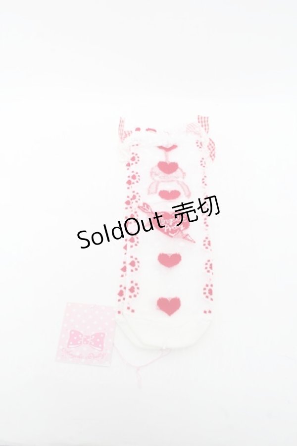 画像1: Angelic Pretty / Wrapping Cherryクルー丈ソックス  赤ｘ白 S-25-04-03-039-AP-ZA-HR-ZS (1)