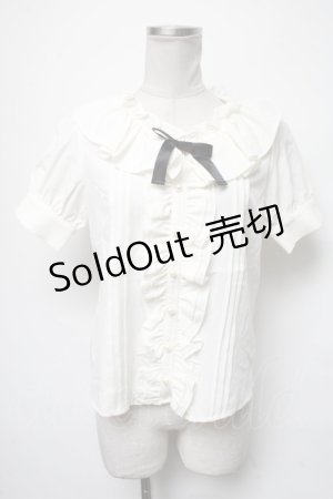 画像: Ank Rouge / パールボタンフリル襟ブラウス  キナリ S-25-04-03-048-CA-BL-HR-ZS