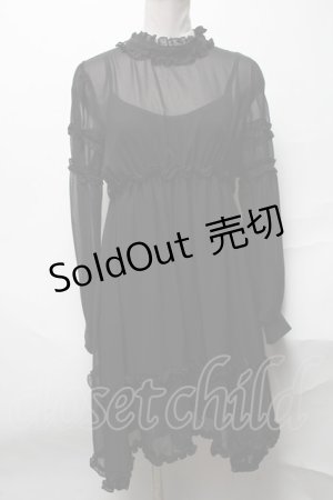 画像: E hyphen world gallery / シフォンワンピース  黒 S-25-04-05-062-LO-OP-AS-ZS