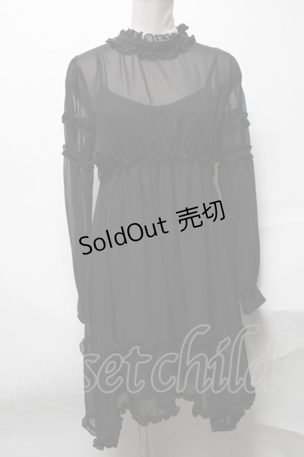 画像1: E hyphen world gallery / シフォンワンピース  黒 S-25-04-05-062-LO-OP-AS-ZS (1)