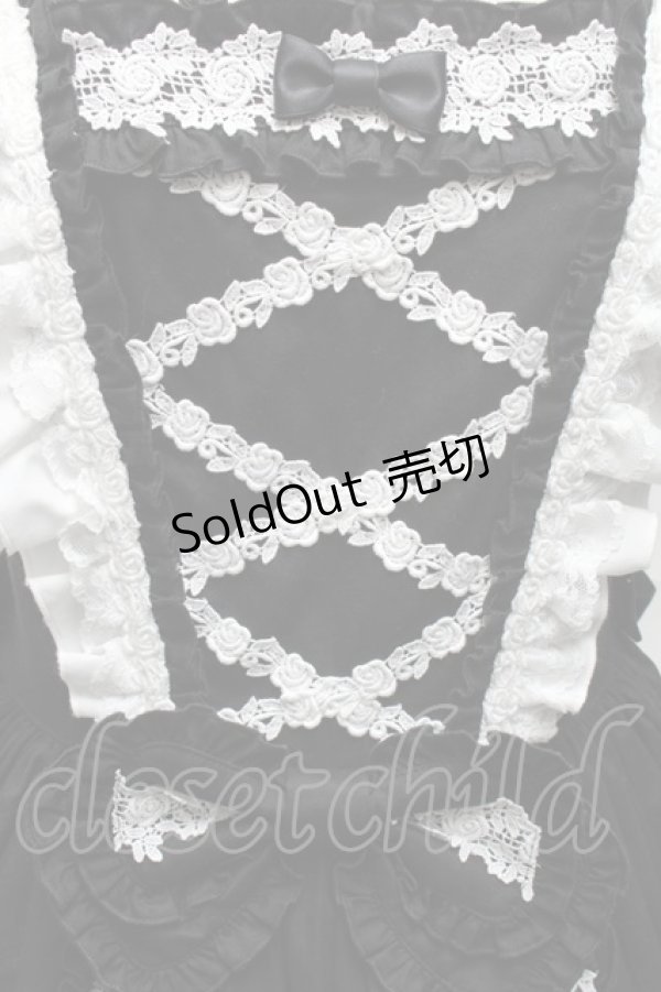 画像5: metamorphose / フローレンスケープ付きジャンパースカート  黒ｘ白 S-25-04-05-063-ME-OP-HR-ZS (5)