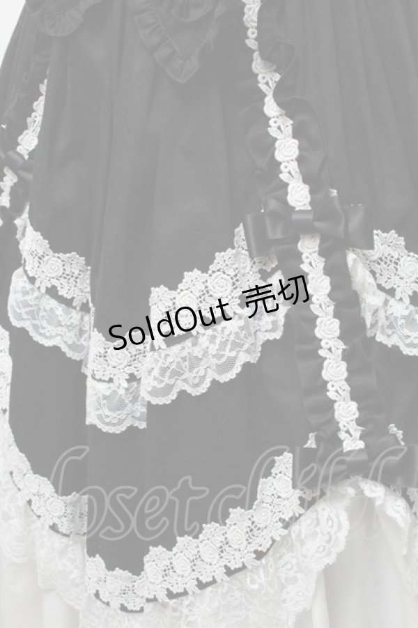 画像6: metamorphose / フローレンスケープ付きジャンパースカート  黒ｘ白 S-25-04-05-063-ME-OP-HR-ZS (6)