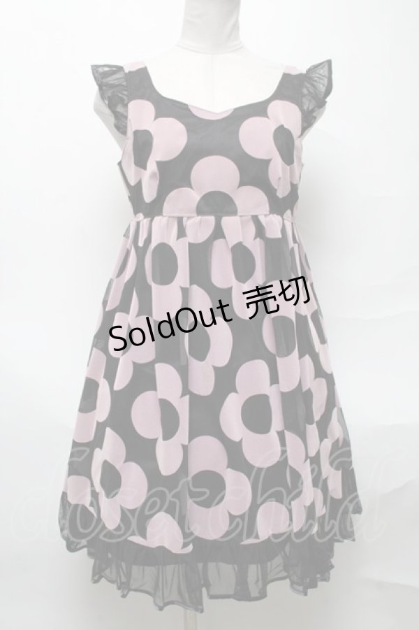画像1: MILK / フロッキーフラワーワンピース  黒 S-25-04-05-065-ML-OP-HR-ZS (1)