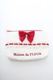 画像1: Maison de FLEUR / ガトーフレーズスクエアポーチ  赤ｘオフ S-25-04-05-010-LO-BG-HR-ZS (1)