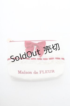 画像: Maison de FLEUR / ガトーフレーズスクエアポーチ  赤ｘオフ S-25-04-05-010-LO-BG-HR-ZS