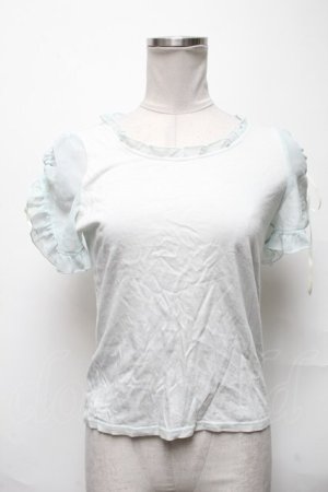 画像: Fi.n.t / シフォン袖カットソー  サックス S-25-04-05-031-CA-TO-HR-ZS