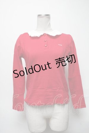 画像: MILK / ロゴ刺繍襟付きカットソー  赤 S-25-04-05-040-ML-TO-HR-ZS