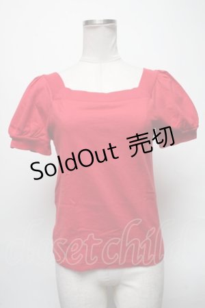 画像: MILK / ロゴプリントパフ袖カットソー  赤 S-25-04-05-041-ML-TO-HR-ZS