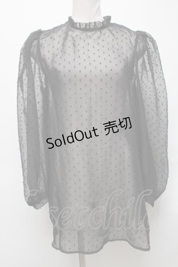 画像1: E hyphen world gallery / ドットシフォントップス  黒 S-25-04-05-043-LO-TO-AS-ZS (1)