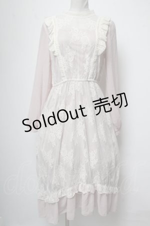 画像: axes femme / レーシーロングワンピース  淡ピンク S-25-04-06-044-AX-OP-HR-ZS