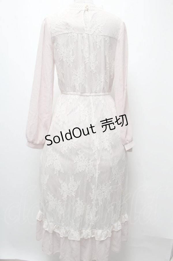 画像2: axes femme / レーシーロングワンピース  淡ピンク S-25-04-06-044-AX-OP-HR-ZS (2)