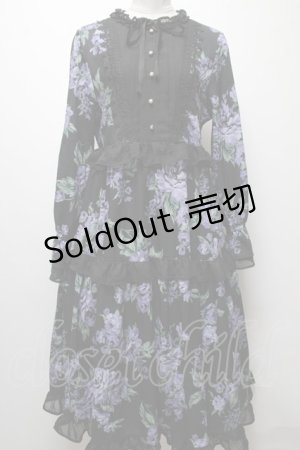 画像: axes femme / クラシックローズロングワンピース  黒 S-25-04-06-049-AX-OP-HR-ZS