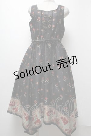 画像: axes femme / Mulhouse Collection フラワーパネル柄イレヘムワンピース  黒 S-25-04-06-050-AX-OP-HR-ZS