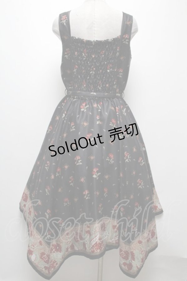画像2: axes femme / Mulhouse Collection フラワーパネル柄イレヘムワンピース  黒 S-25-04-06-050-AX-OP-HR-ZS (2)
