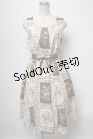 画像: axes femme / 額縁柄ワンピース  オフｘブラウン S-25-04-06-061-AX-OP-HR-ZS