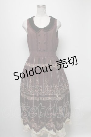 画像: axes femme / 鳥かごパネル柄ワンピース  ワイン S-25-04-06-068-AX-OP-HR-ZS