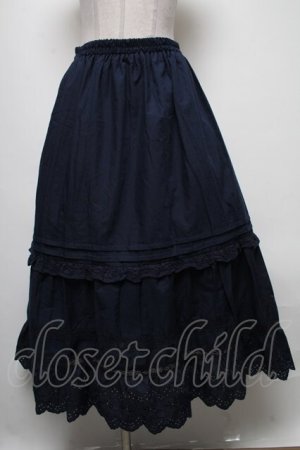 画像: axes femme / コットンフレアロングスカート  紺 S-25-04-06-076-AX-SK-HR-ZI