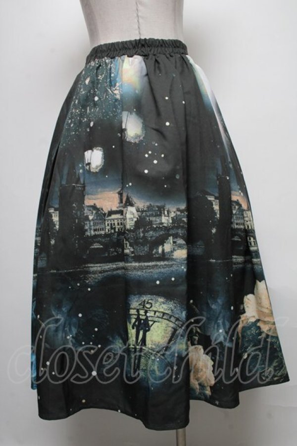 画像2: axes femme Nostalgic / 幻想街柄ロングスカート  グリーン S-25-04-06-079-LO-SK-HR-ZS (2)