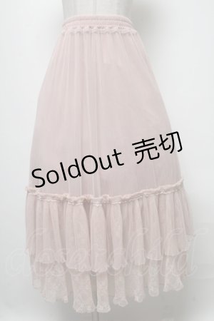 画像: axes femme / レース切替ティアードスカート  ピンク S-25-04-06-081-AX-SK-HR-ZS